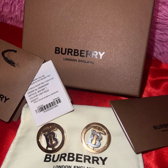 Burberry Gold 'TB' Earrings - Picture 2 of 4